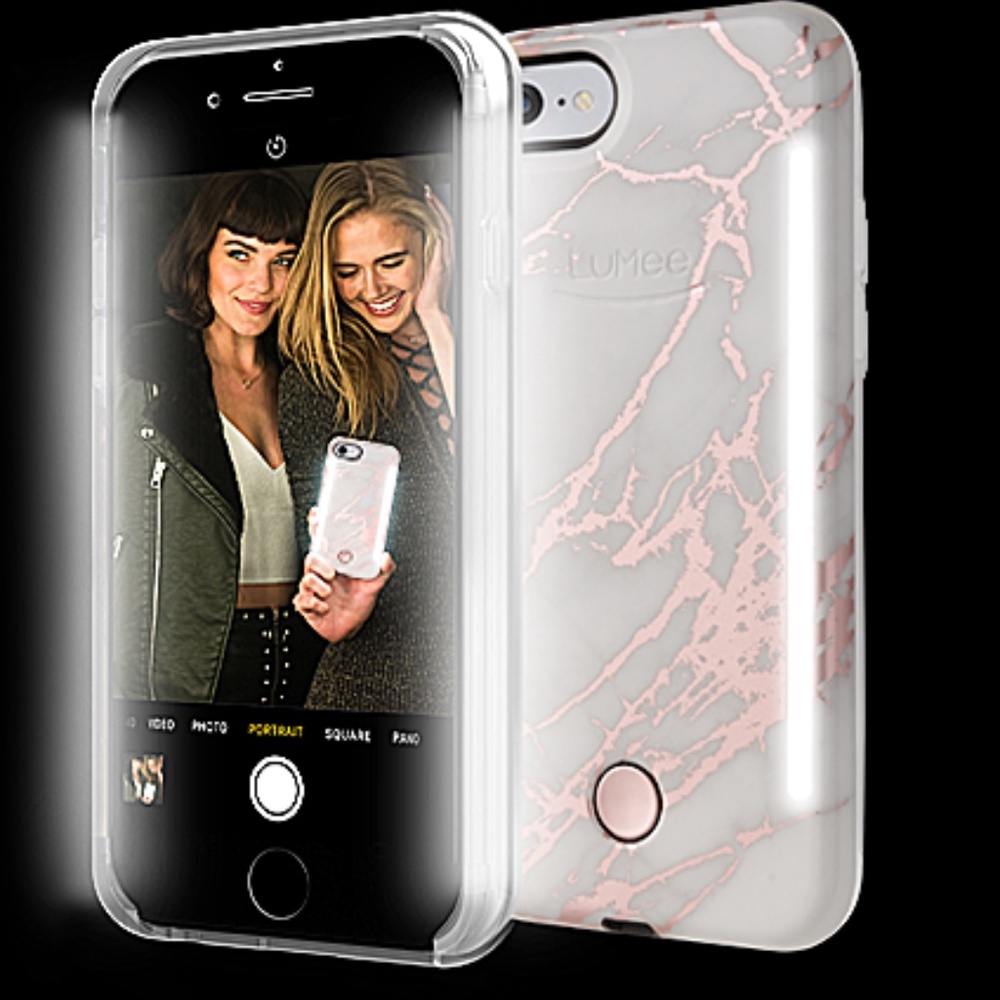 LUMEE Rose Gold Marble Phone Case w/ PoP Socket